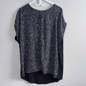 Addition Elle Black Multicolor Floral Blouse